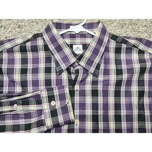 Peter Millar Shirt Mens XL Purple Plaid 100% Cotton Button Down Long Sleeve